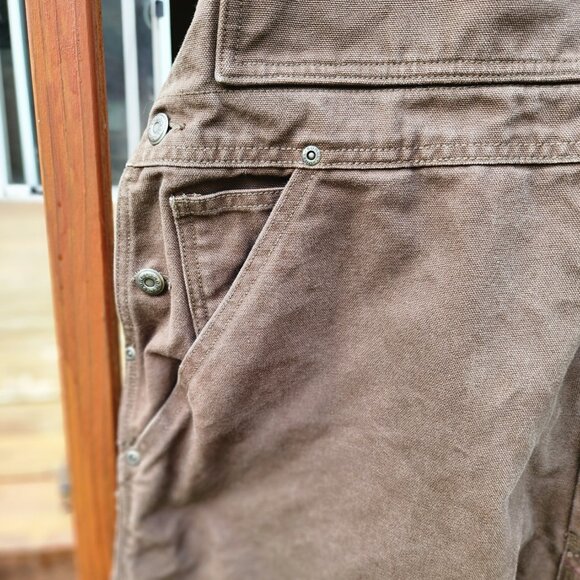 Sorel Overall Bibs Mens XXL Brown Quilted Lined Canvas Double Knee Workwear - Picture 7 of 15